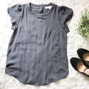 Gray flowy Loft blouse